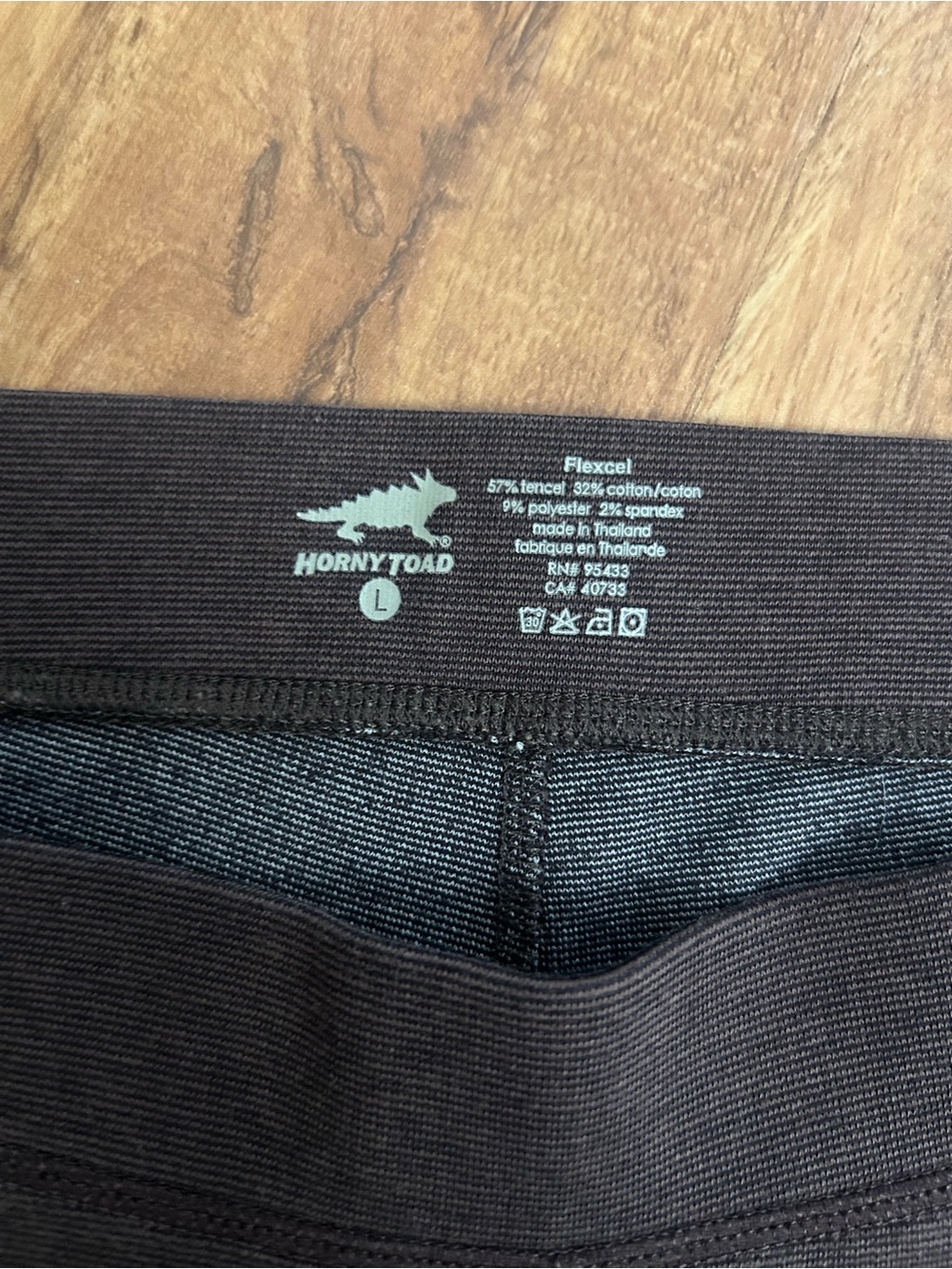 Horny Toad Wide Leg Chocolate Brown Low Rise Cropped Leggings Womens L - Picture 4 of 8